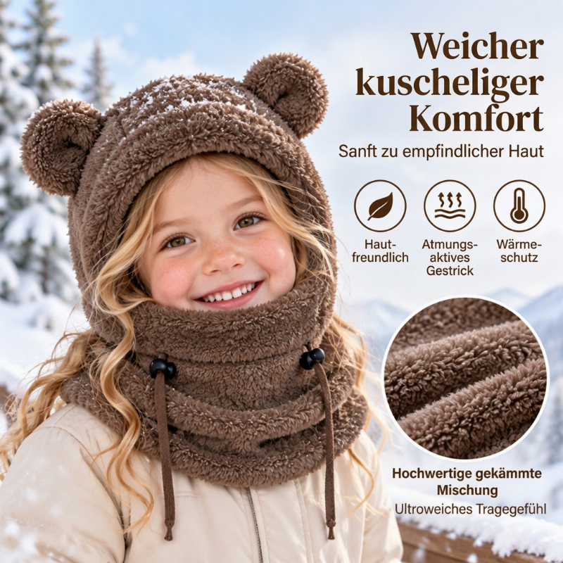 🎅🌲3-in-1 Kinder Wintermütze mit Bärenohren (Mütze, Schal & Gesichtsmaske)🎁