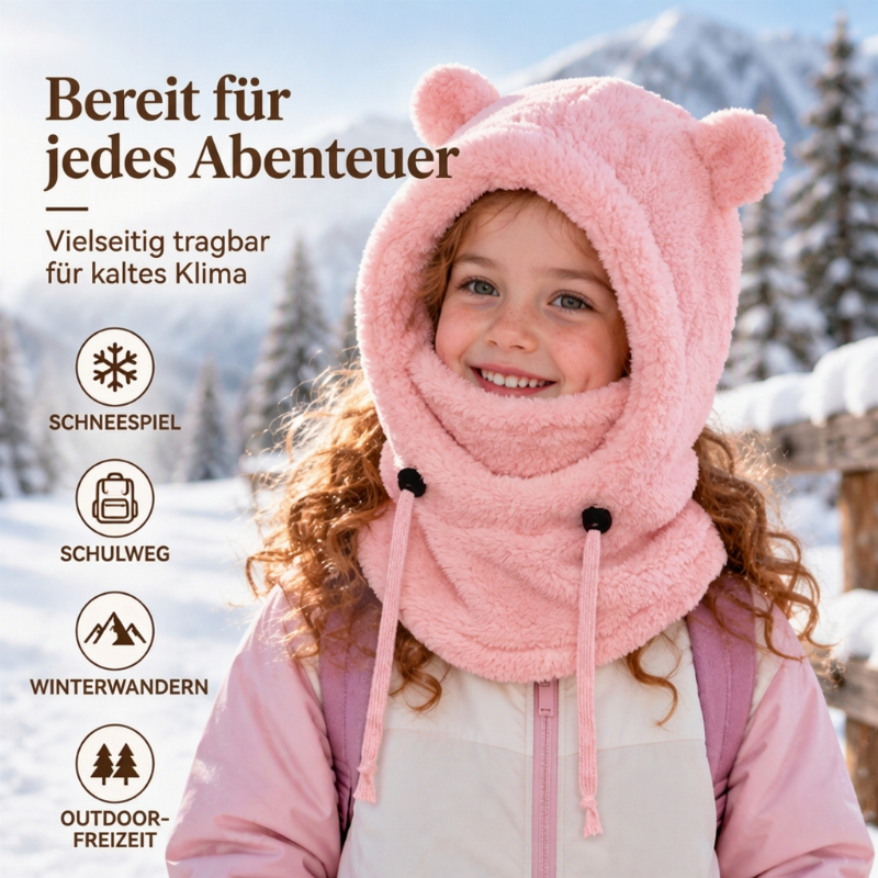 🎅🌲3-in-1 Kinder Wintermütze mit Bärenohren (Mütze, Schal & Gesichtsmaske)🎁
