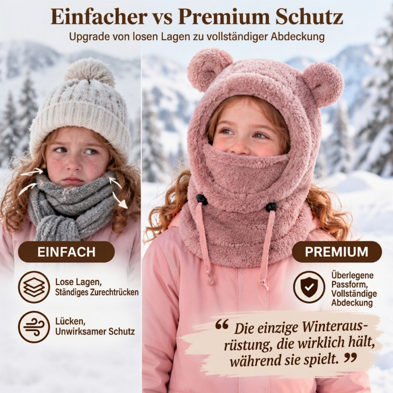 🎅🌲3-in-1 Kinder Wintermütze mit Bärenohren (Mütze, Schal & Gesichtsmaske)🎁