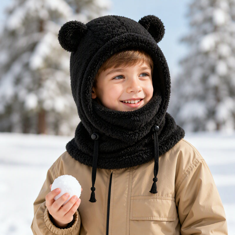 🎅🌲3-in-1 Kinder Wintermütze mit Bärenohren (Mütze, Schal & Gesichtsmaske)🎁