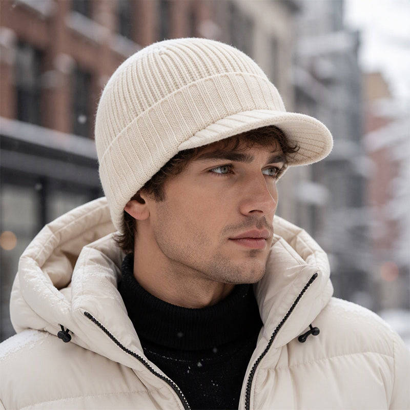 Unisex Warm Strickmütze mit Schirm