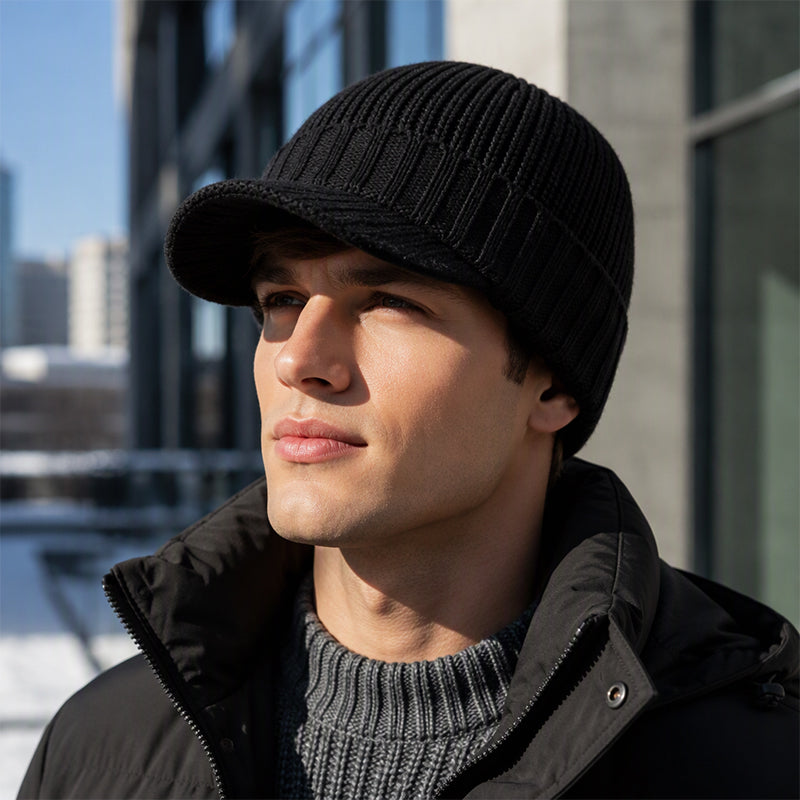 Unisex Warm Strickmütze mit Schirm