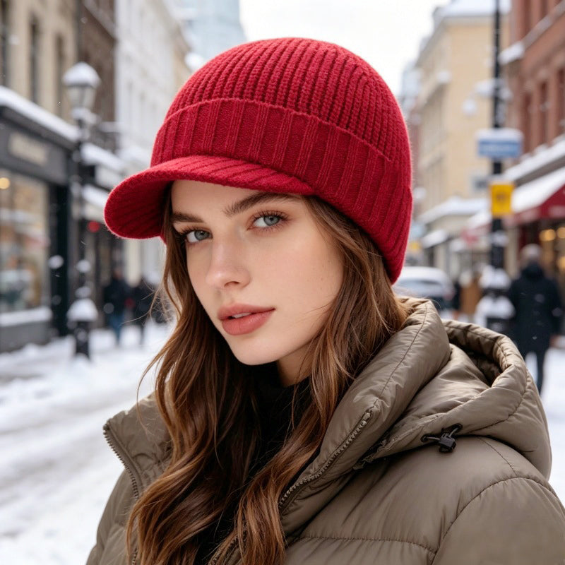 Unisex Warm Strickmütze mit Schirm
