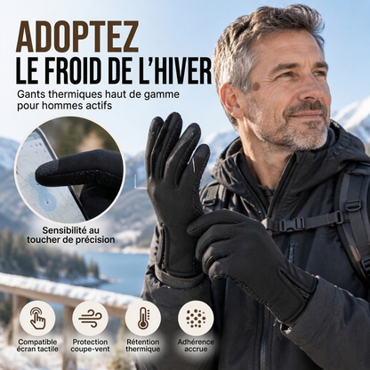 Gants de cyclisme thermiques d'hiver avec doigts compatibles écran tactile