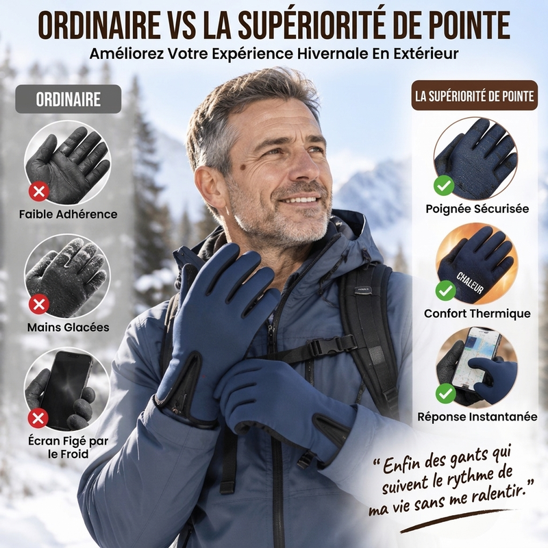 Gants de cyclisme thermiques d'hiver avec doigts compatibles écran tactile