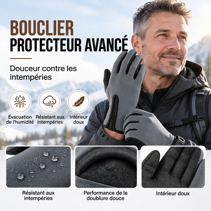 Gants de cyclisme thermiques d'hiver avec doigts compatibles écran tactile