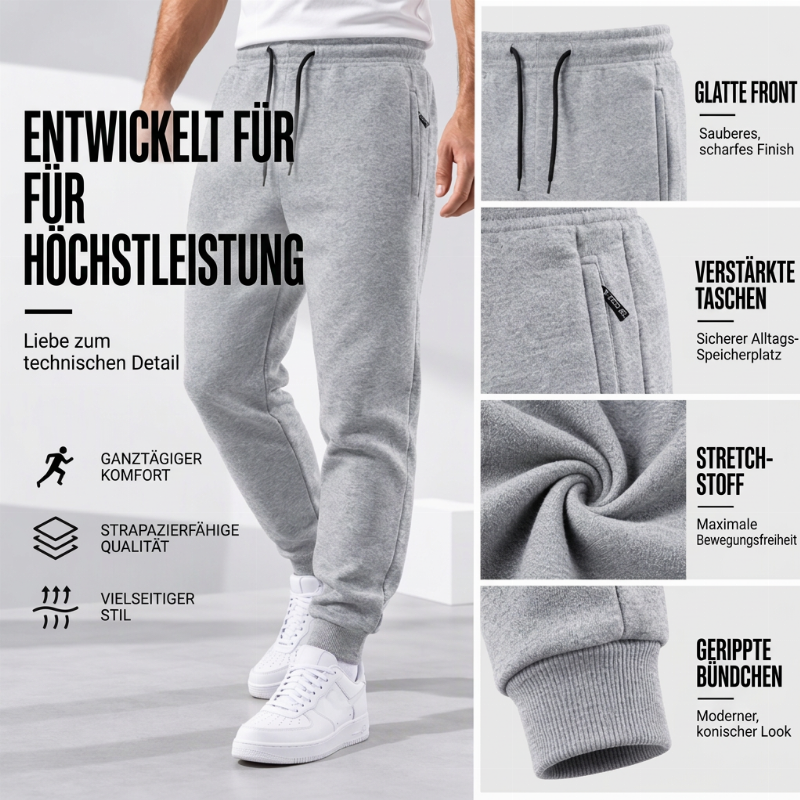 Warme Jogginghosen für Herren mit Reißverschlusstaschen