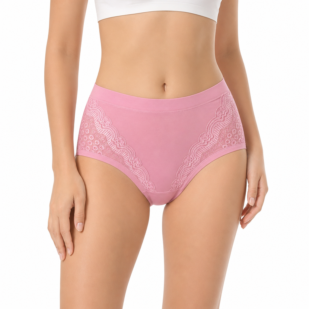 Bequeme High-Waist Baumwoll-Slips für Damen mit sanfter Formung & Spitze