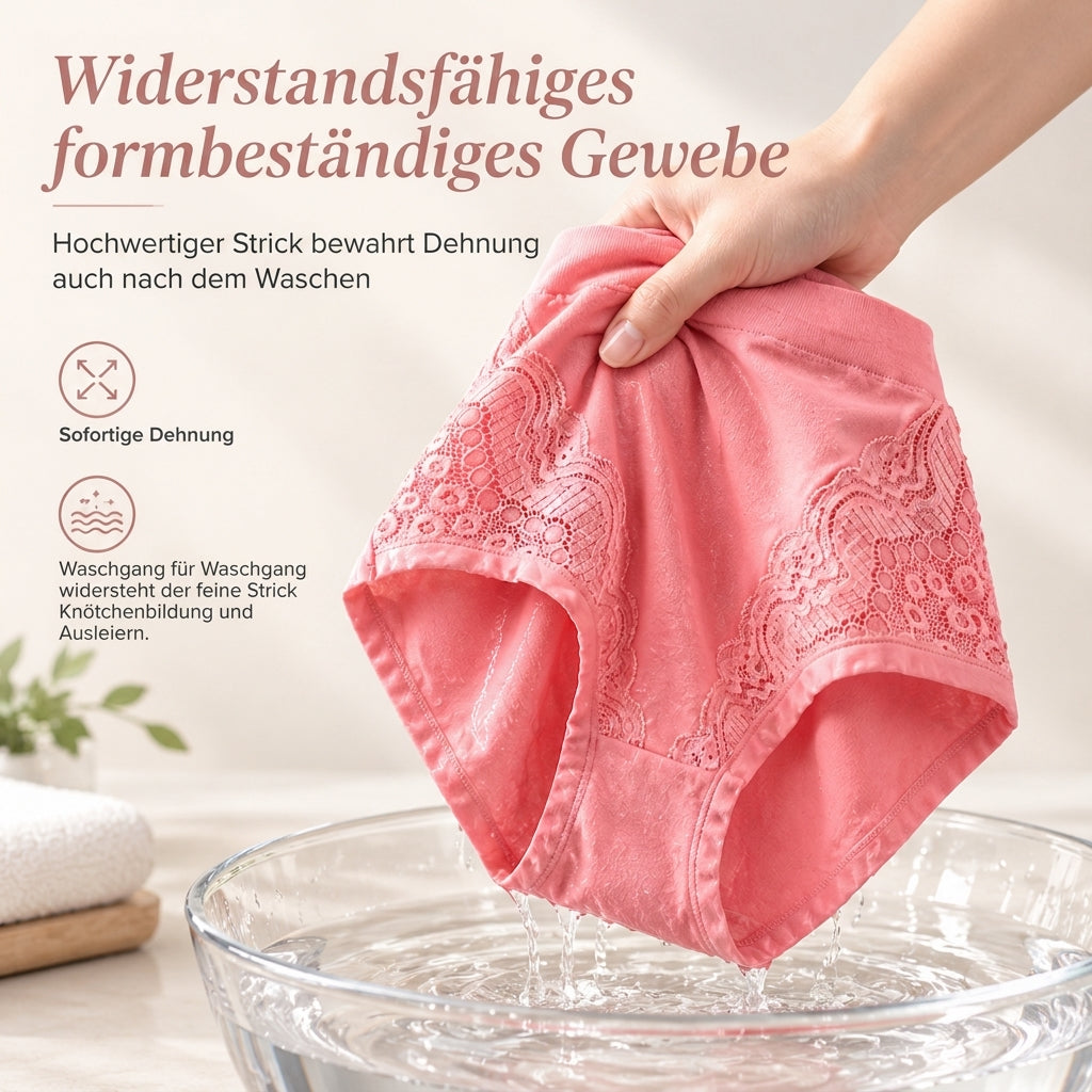 Bequeme High-Waist Baumwoll-Slips für Damen mit sanfter Formung & Spitze