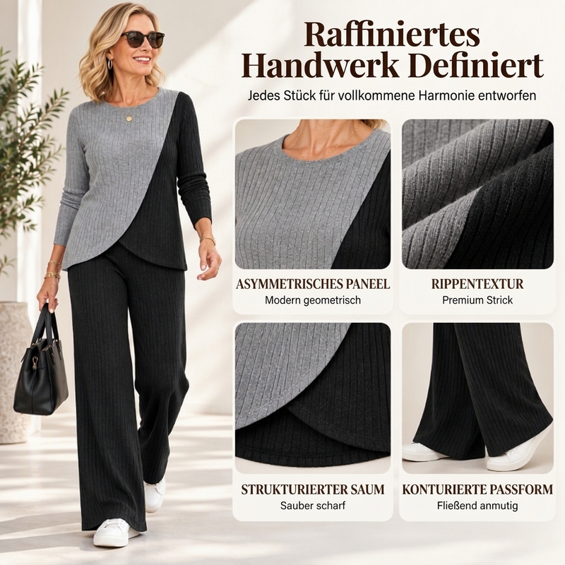 💞Freizeitliches 2-Teiligem Set aus Rippstrick mit Color-Block für Damen