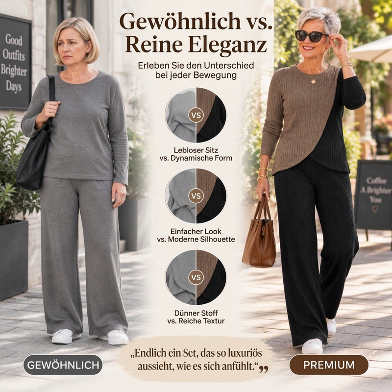 💞Freizeitliches 2-Teiligem Set aus Rippstrick mit Color-Block für Damen