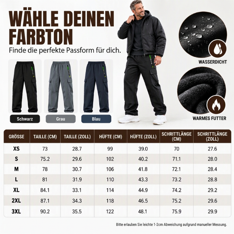 🎉Top Angebot! Jetzt kaufen!🎉 Herren Cargohose mit weichem Futter, wasserdicht