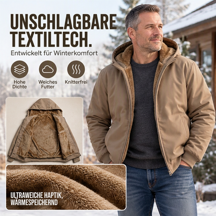 Herren-Freizeit-Winterjacke mit Kapuze und Wärmefunktion