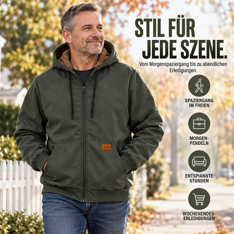 Herren-Freizeit-Winterjacke mit Kapuze und Wärmefunktion