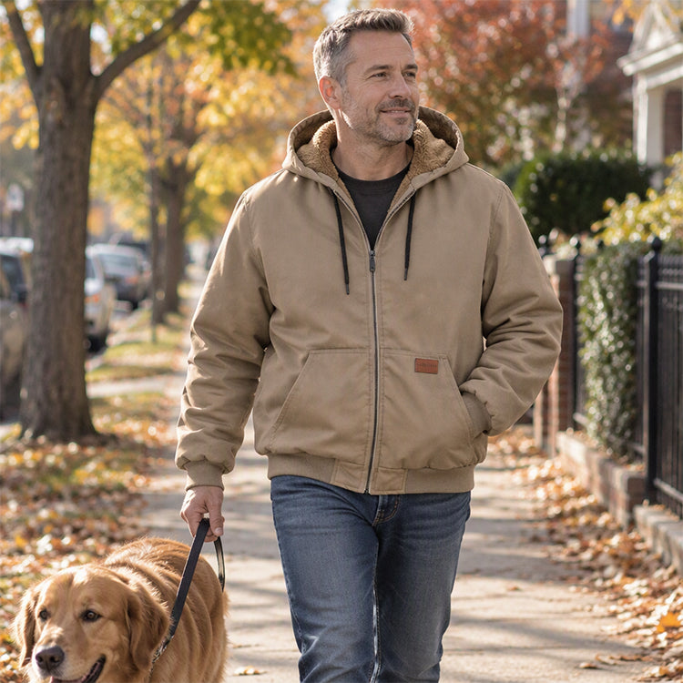 Herren-Freizeit-Winterjacke mit Kapuze und Wärmefunktion