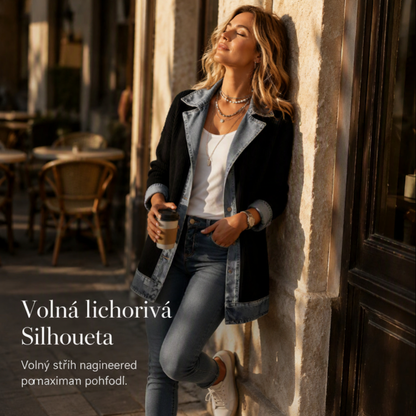⌛Ograniczona oferta-Elegancka damska kurtka dżinsowa z wstawkami i ściągaczami